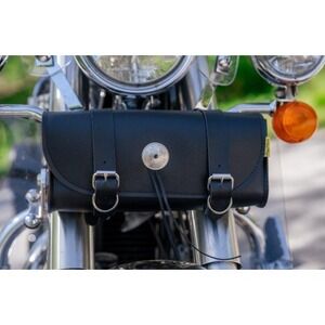 Willie & Max Deluxe Series Synthetic Leather Motorcycle Tool Bag Silver Concho